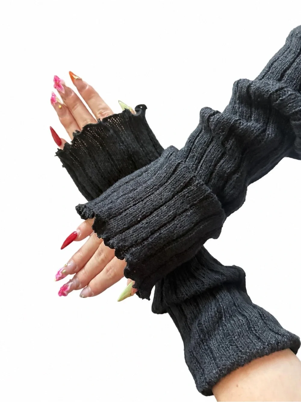 Kids Knit Hand Warmers - Black & White